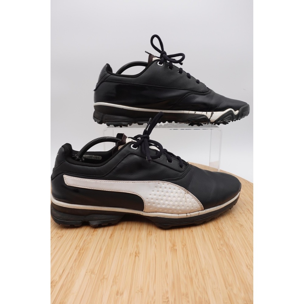Puma Shoes Mens Size 11.5 45 Black White Golf Spikes Cleats Sport Sneakers